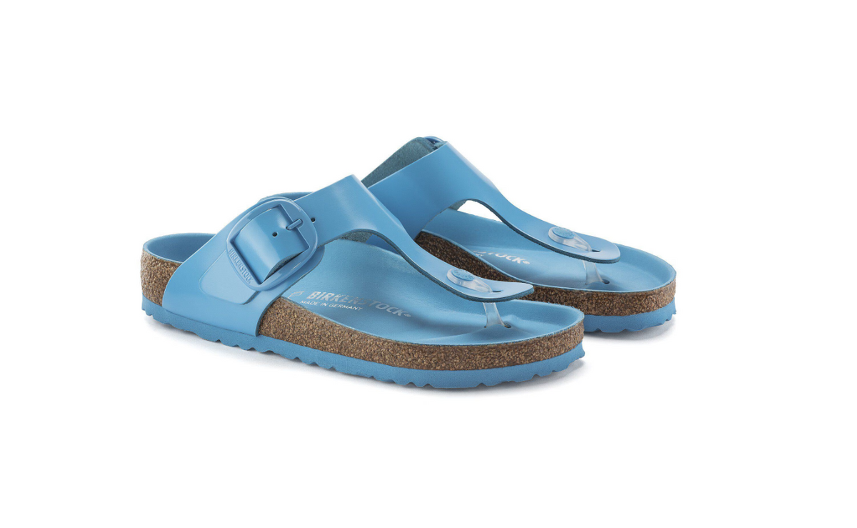 Birkenstock Gizeh Big Buckle Natural Leather Patent - Blue, Regular