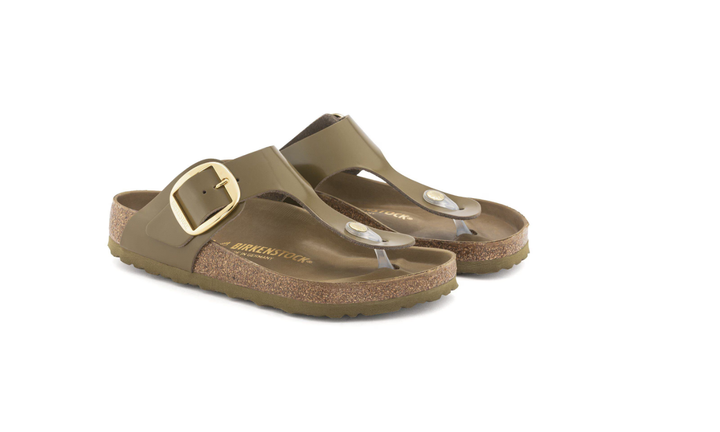 Birkenstock Gizeh Big Buckle Natural Leather Patent Mud Green