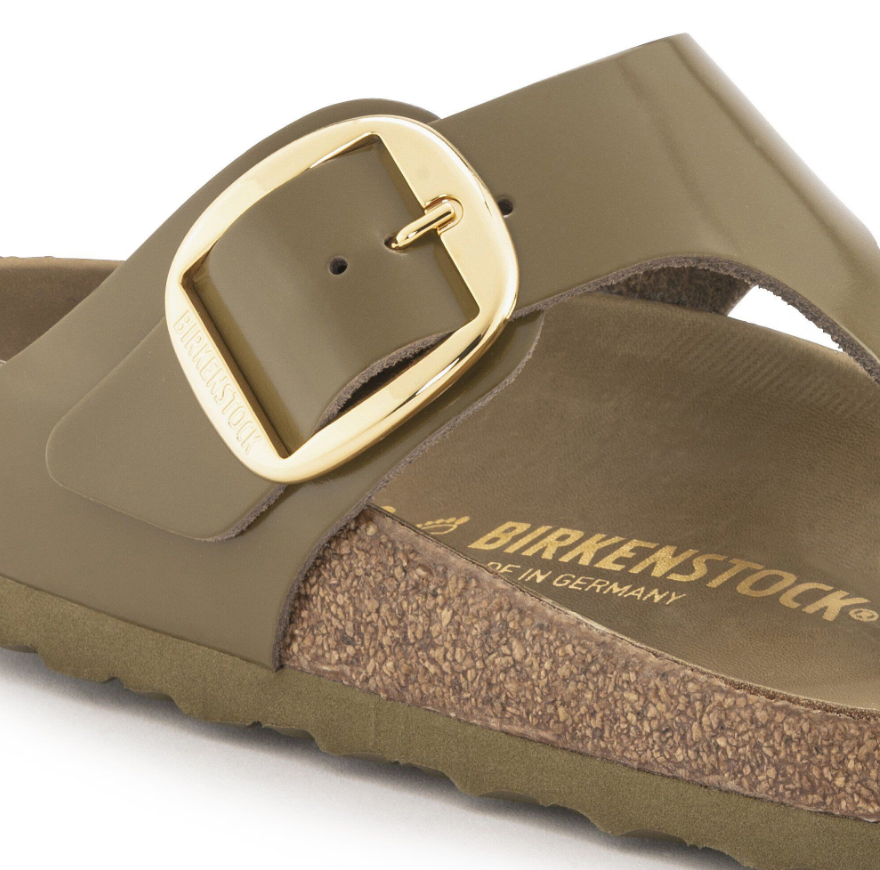 Birkenstock Gizeh Big Buckle Natural Leather Patent Mud Green