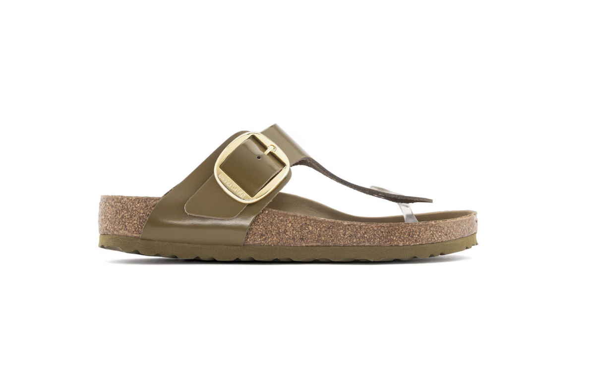 Birkenstock Gizeh Big Buckle Natural Leather Patent Mud Green