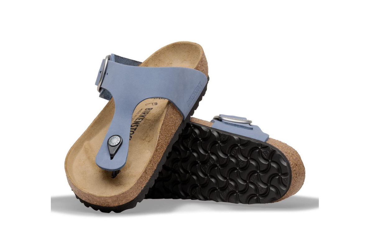 Birkenstock Gizeh Big Buckle Nubuck Leather Stone Blue - Stone, Regular