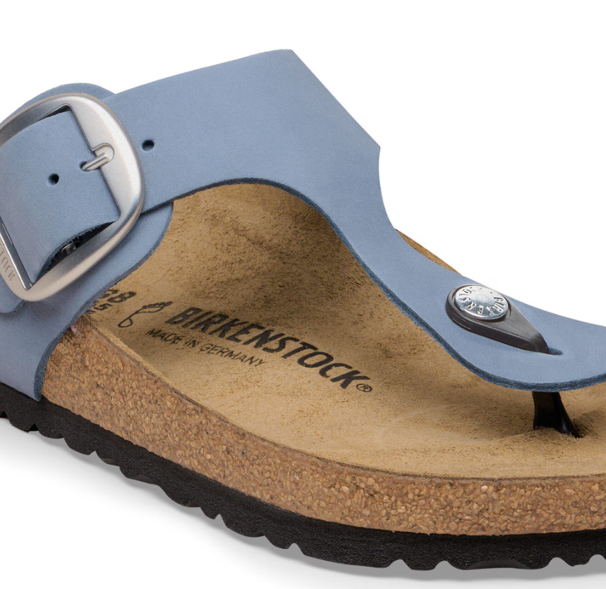 Birkenstock Gizeh Big Buckle Nubuck Leather Stone Blue - Stone, Regular