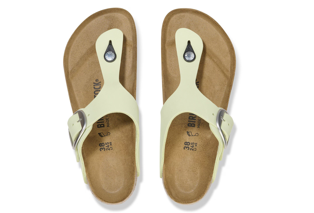 Birkenstock Gizeh Big Buckle Nubuck Leather Faded Lime