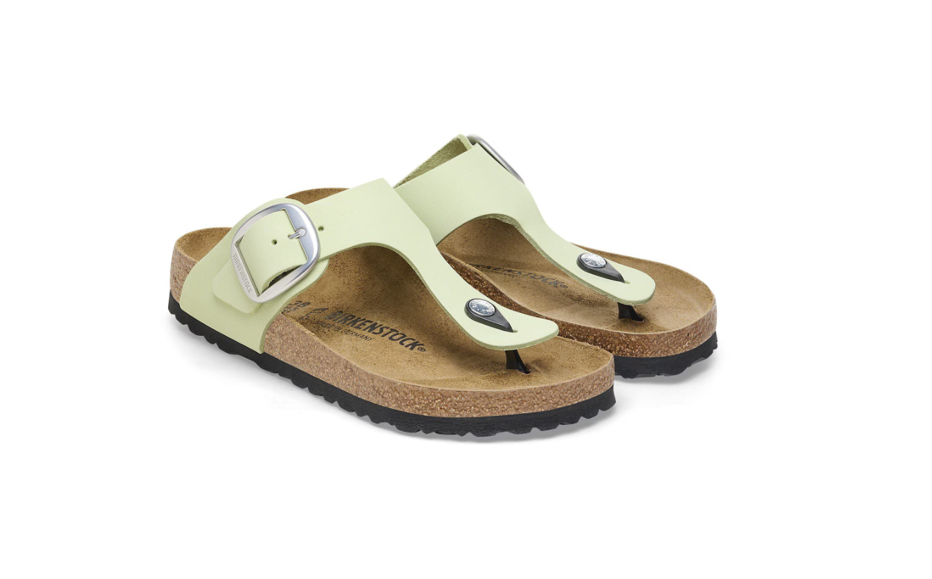 Birkenstock Gizeh Big Buckle Nubuck Leather Faded Lime