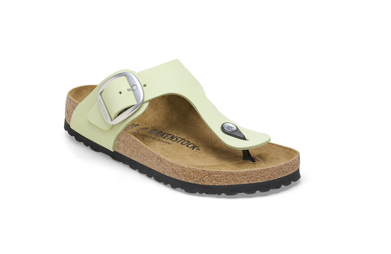 Birkenstock Gizeh Big Buckle Nubuck Leather Faded Lime