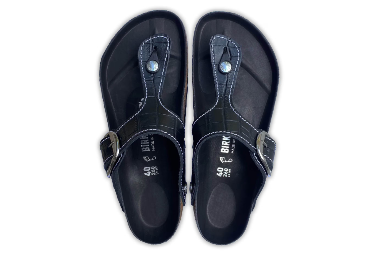 Birkenstock Gizeh Big Buckle Natural Leather Patent Black