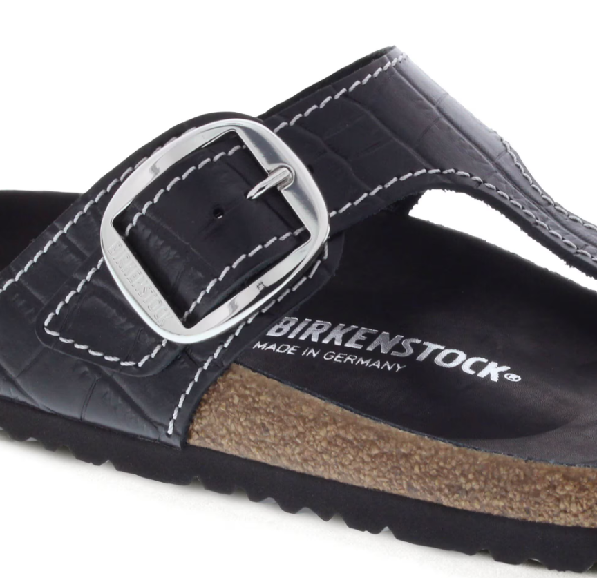 Birkenstock Gizeh Big Buckle Natural Leather Patent Black