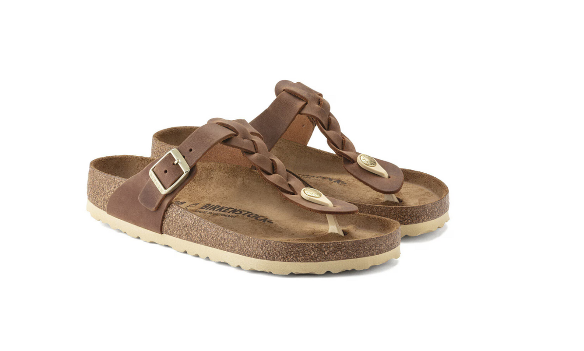 Birkenstock Gizeh Braided Oiled Leather Cognac