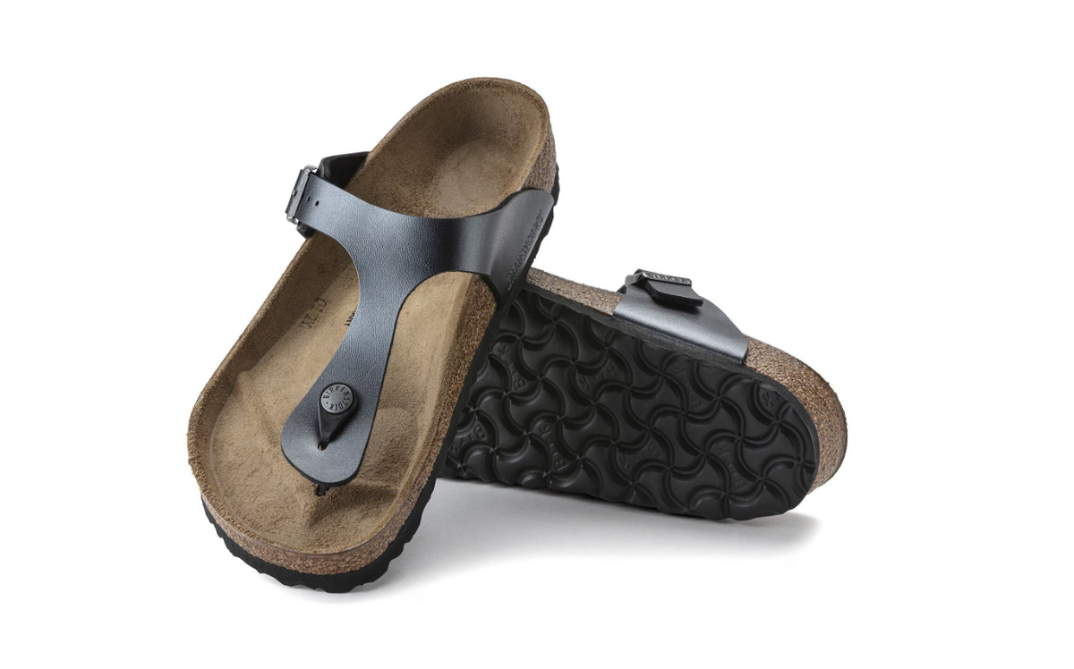Birkenstock Gizeh Birko-Flor Metallic Black Sandals Regular
