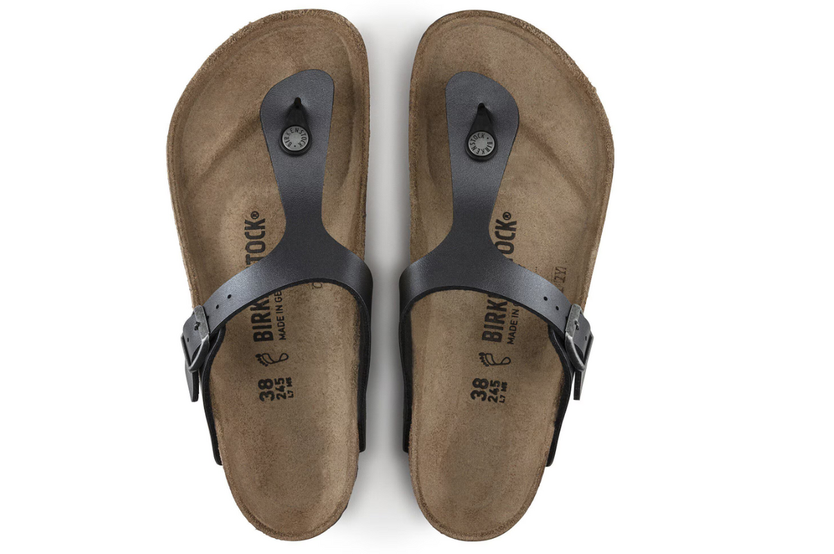 Birkenstock Gizeh Birko-Flor Metallic Black Sandals Regular