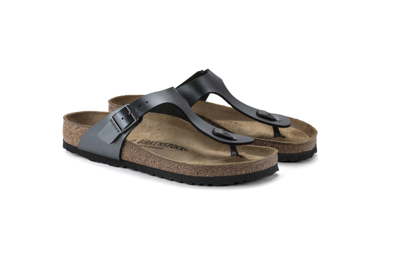 Birkenstock Gizeh Birko-Flor Metallic Black Sandals Regular