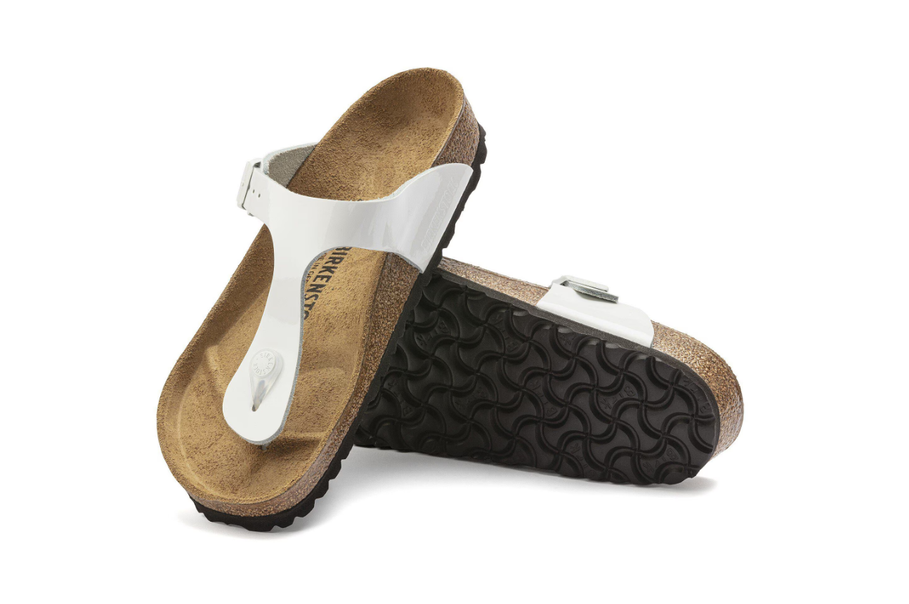 Birkenstock Gizeh Natural Leather Patent White Regular