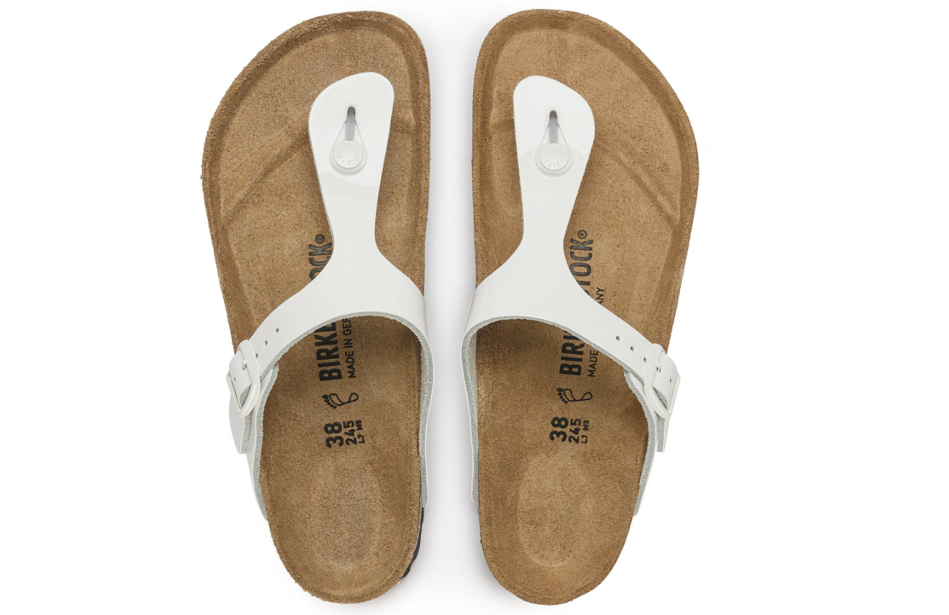 Birkenstock Gizeh Natural Leather Patent White Regular