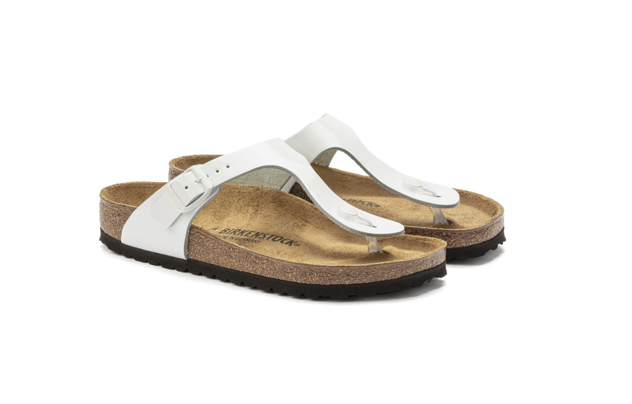 Birkenstock Gizeh Natural Leather Patent White Regular