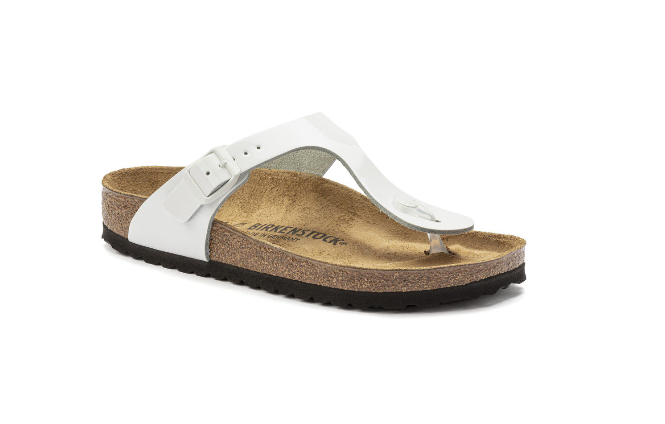 Birkenstock Gizeh Natural Leather Patent White Regular