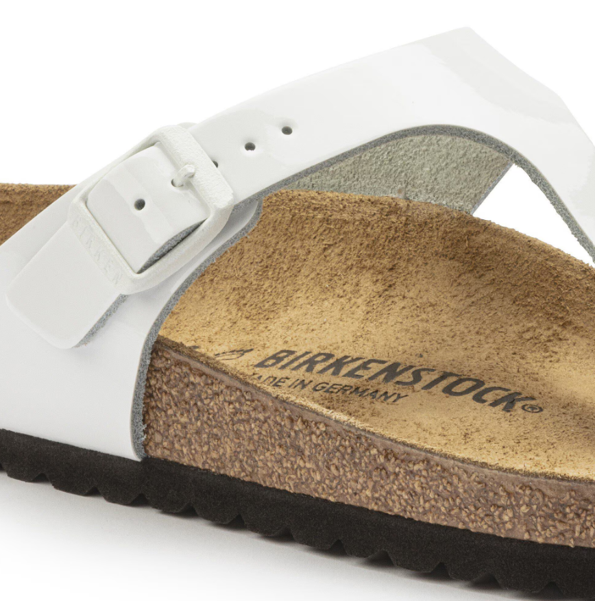 Birkenstock Gizeh Natural Leather Patent White Regular