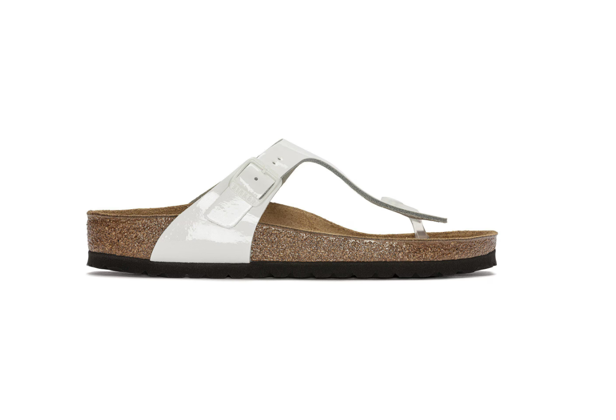 Birkenstock Gizeh Natural Leather Patent White Regular