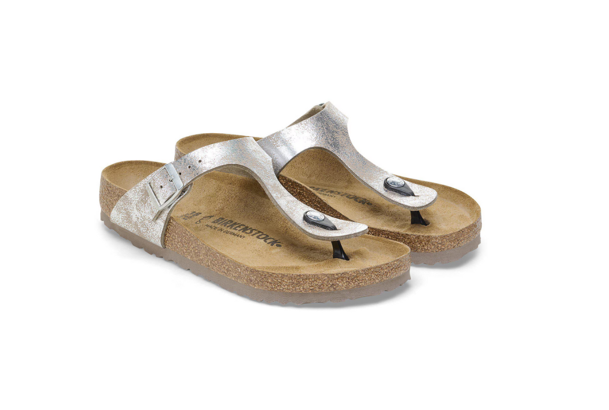 Birkenstock Gizeh Synthetik Washed Metallic- Silver, Regular