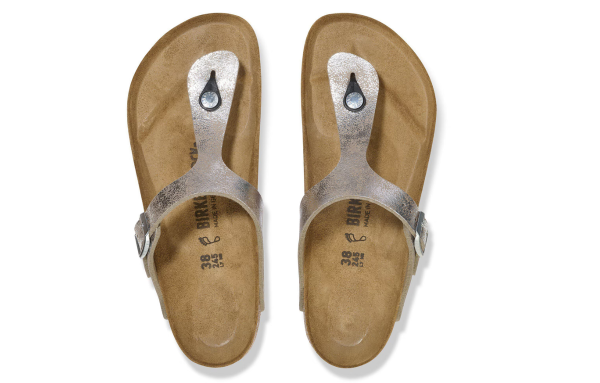 Birkenstock Gizeh Synthetik Washed Metallic- Silver, Regular