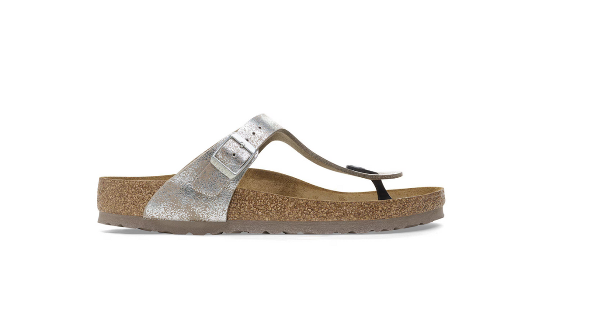 Birkenstock Gizeh Synthetik Washed Metallic- Silver, Regular