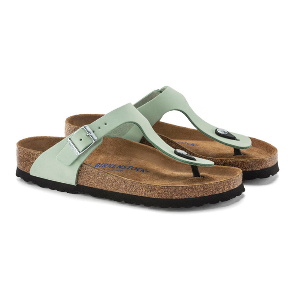 Birkenstock Gizeh Soft Footbed Nubuck Leather - Matcha, Regular