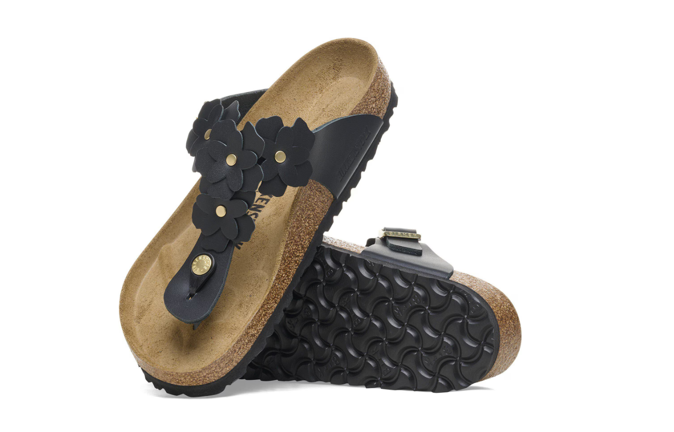 Birkenstock Gizeh Flower Embellishment Natural Leather  Regular