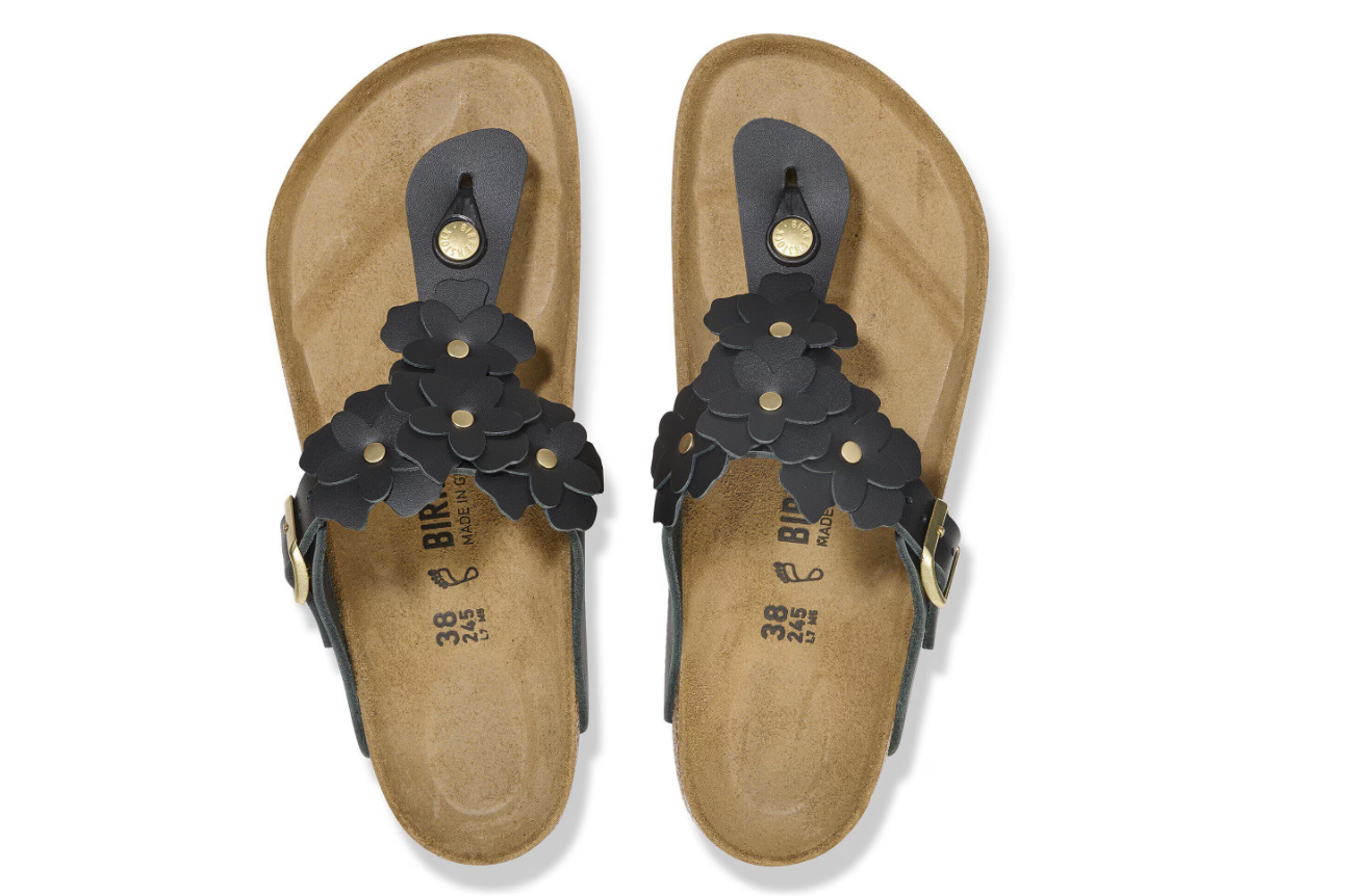 Birkenstock Gizeh Flower Embellishment Natural Leather  Regular