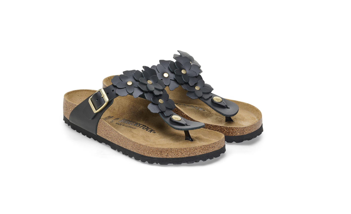 Birkenstock Gizeh Flower Embellishment Natural Leather  Regular