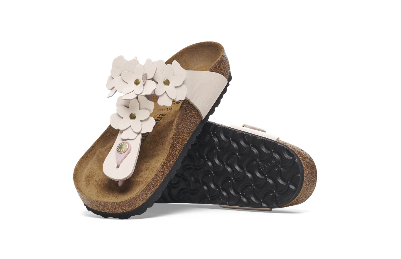 Birkenstock Gizeh Flower Embellishment Natural Leather  Regular