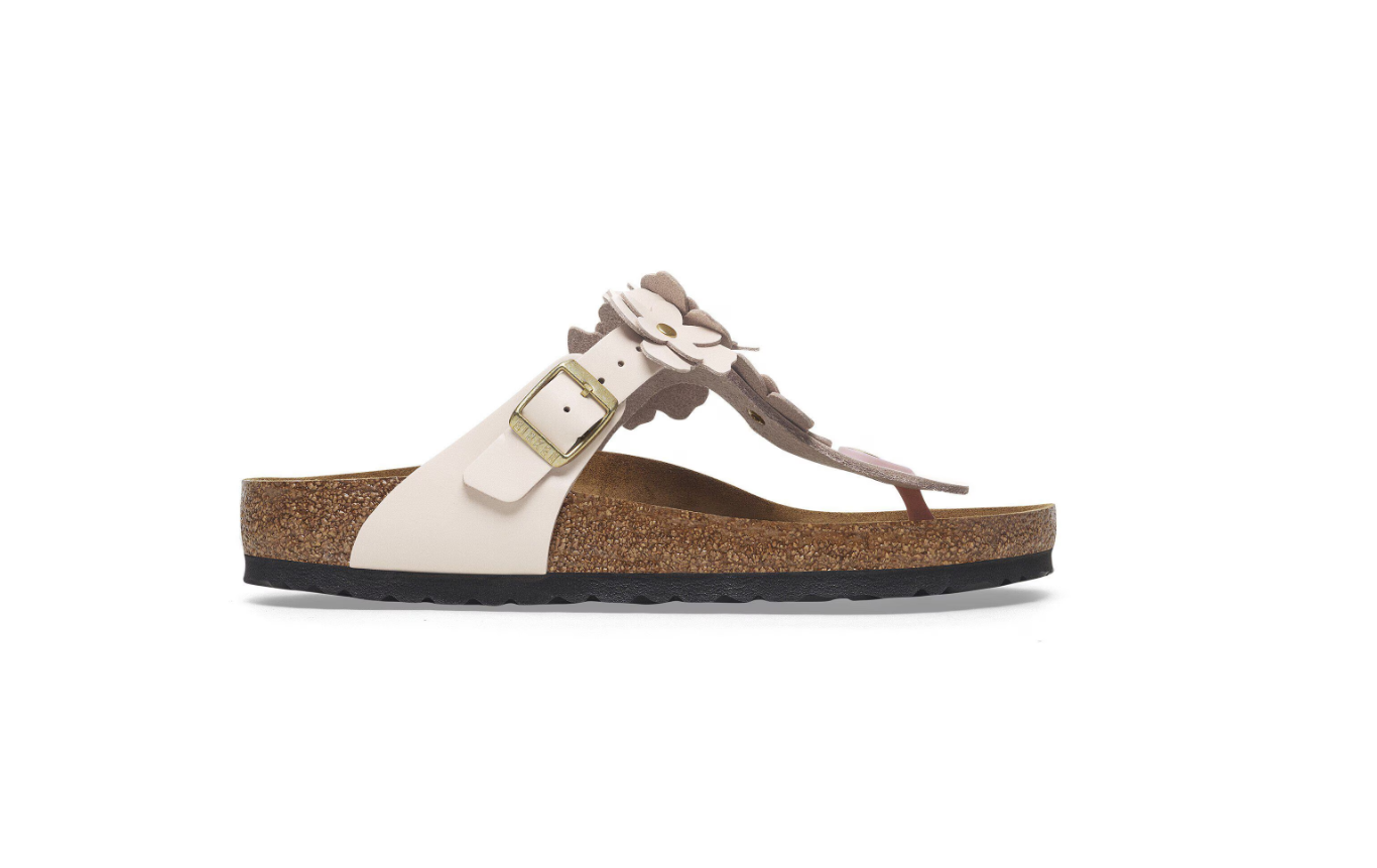 Birkenstock Gizeh Flower Embellishment Natural Leather  Regular