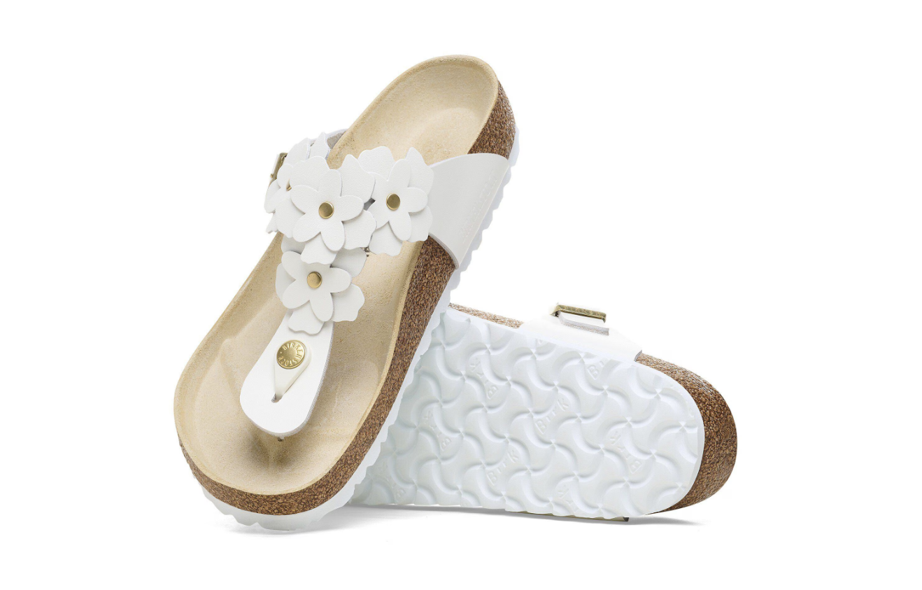 Birkenstock Gizeh Flower Embellishment Natural Leather  Regular