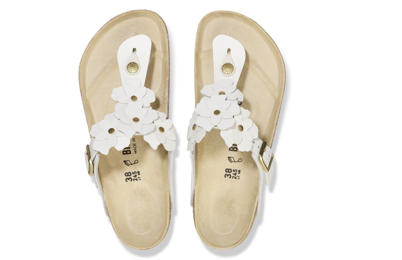 Birkenstock Gizeh Flower Embellishment Natural Leather  Regular