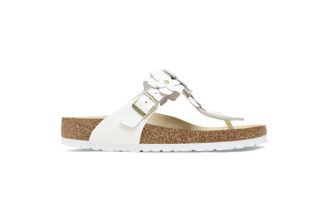 Birkenstock Gizeh Flower Embellishment Natural Leather  Regular
