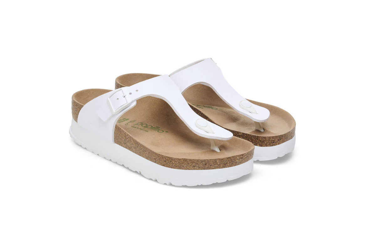 Birkenstock Gizeh Flex Platform Birko-Flor White  Regular