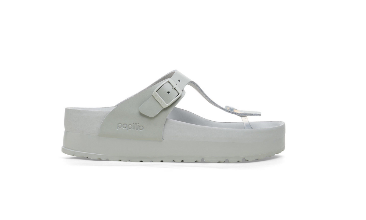 Birkenstock Gizeh PAP Flex Platform Natural Leather Mineral Gray  Regular