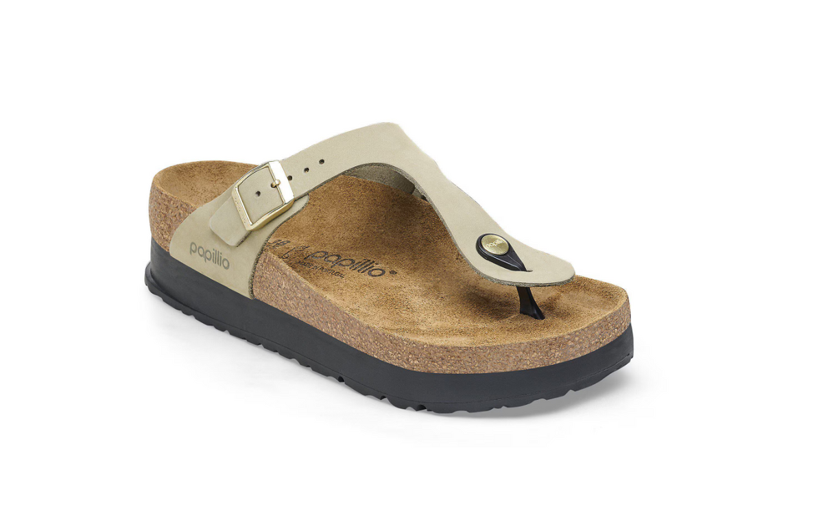 Birkenstock Gizeh PAP Flex Platform Nubuck Leather Eucalyptus  Regular