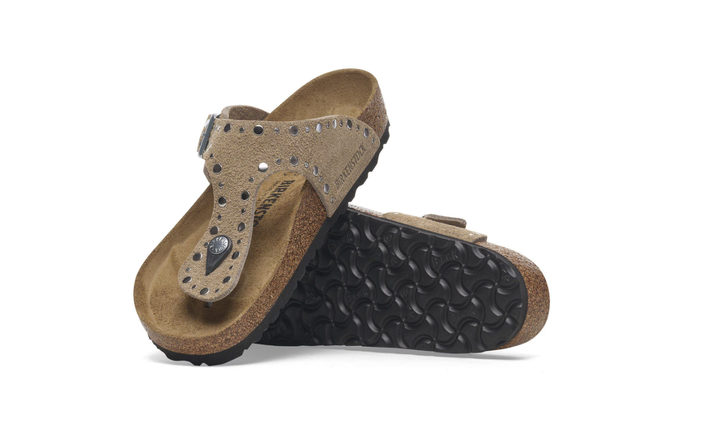 Birkenstock Gizeh Rivet Suede Leather Taupe  Regular