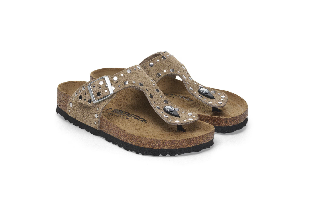 Birkenstock Gizeh Rivet Suede Leather Taupe  Regular