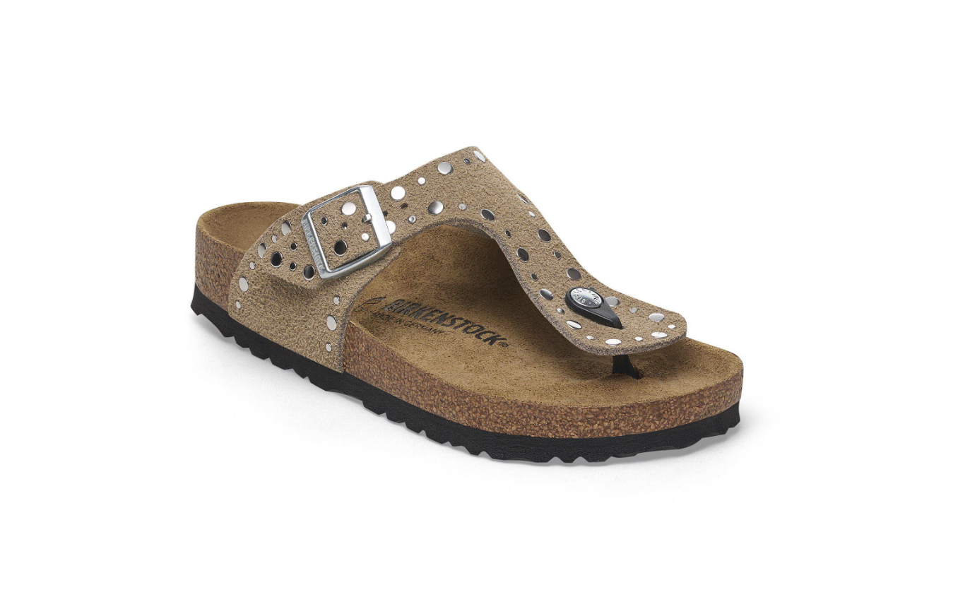 Birkenstock Gizeh Rivet Suede Leather Taupe  Regular