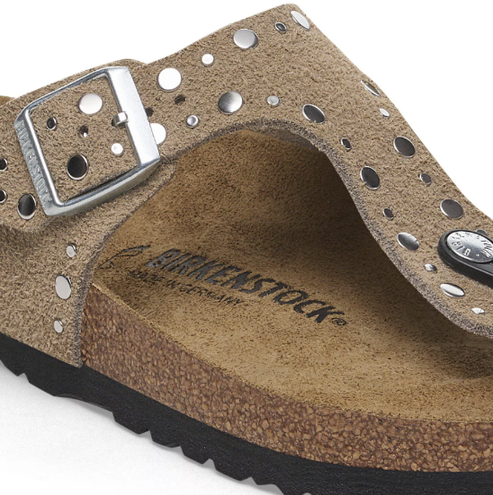 Birkenstock Gizeh Rivet Suede Leather Taupe  Regular