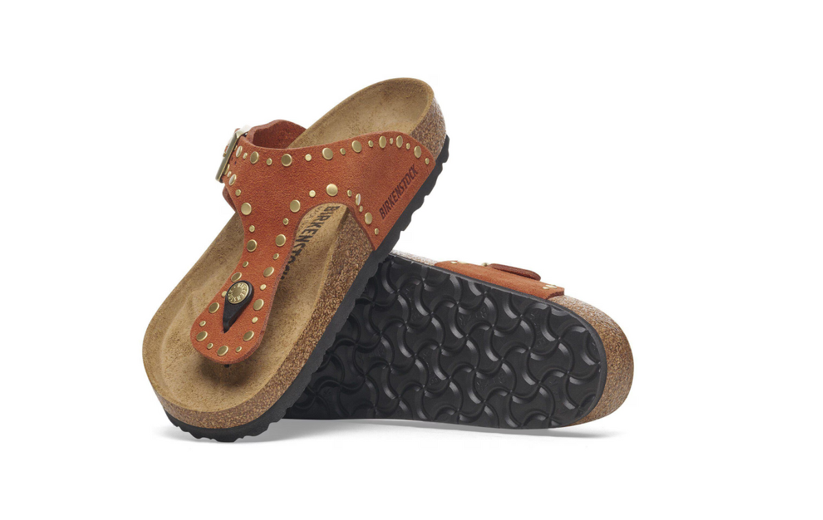 Birkenstock Gizeh Rivet Suede Leather - Dark Rust, Regular