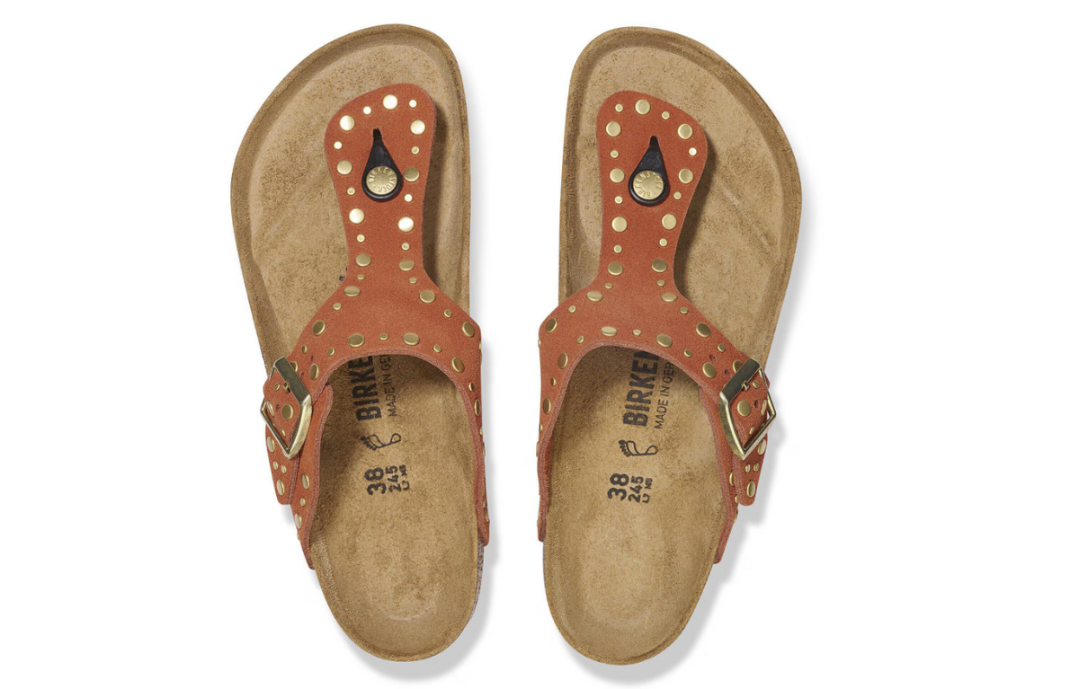 Birkenstock Gizeh Rivet Suede Leather - Dark Rust, Regular