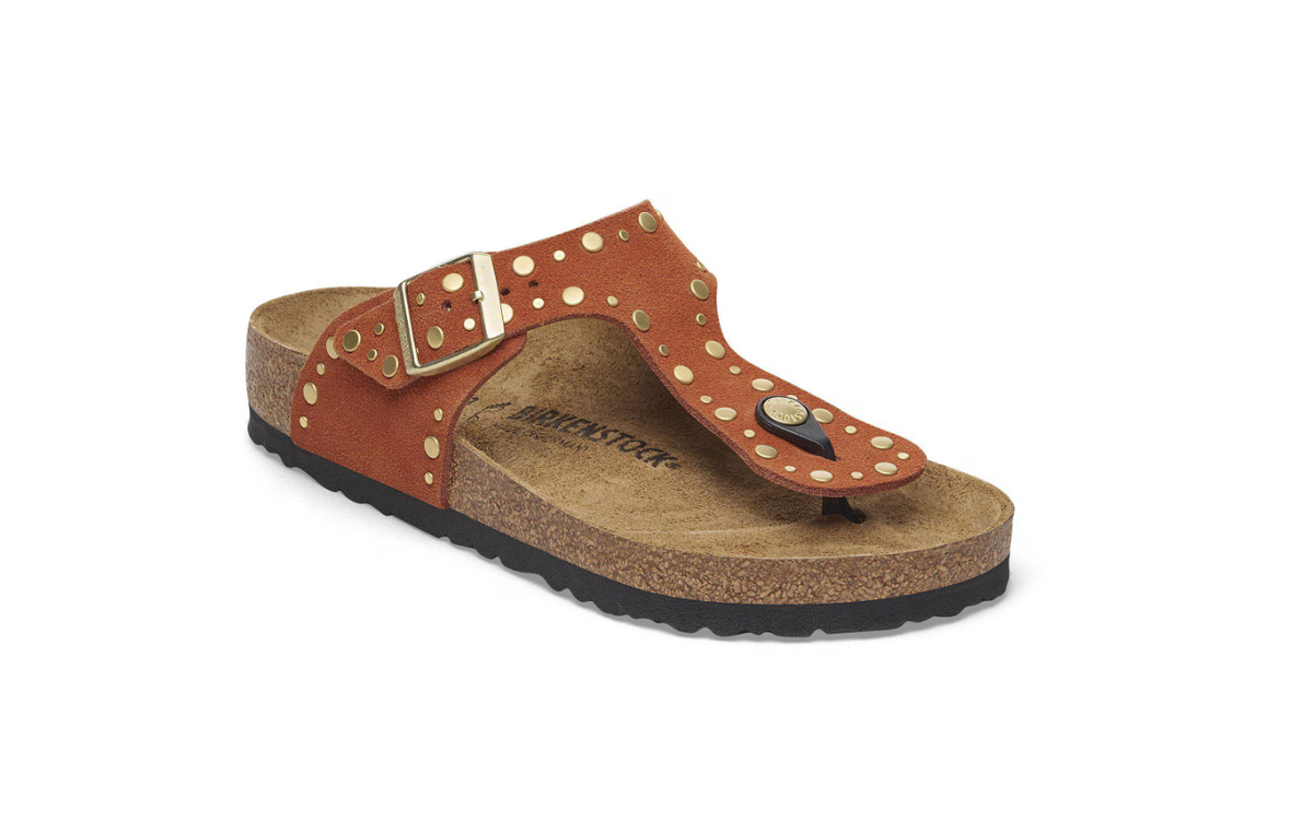 Birkenstock Gizeh Rivet Suede Leather - Dark Rust, Regular