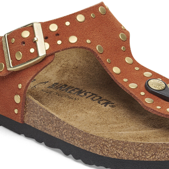 Birkenstock Gizeh Rivet Suede Leather - Dark Rust, Regular