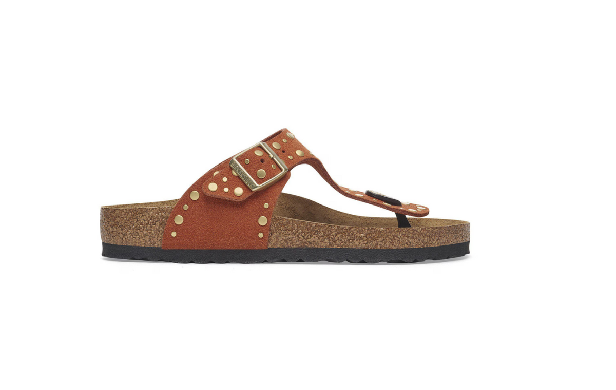Birkenstock Gizeh Rivet Suede Leather - Dark Rust, Regular