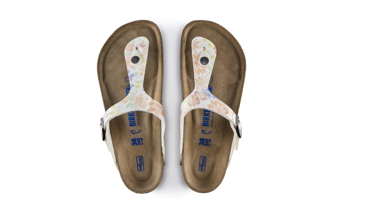 Birkenstock Gizeh Soft Footbed Birko-Flor Supernatural Flowers White  Regular