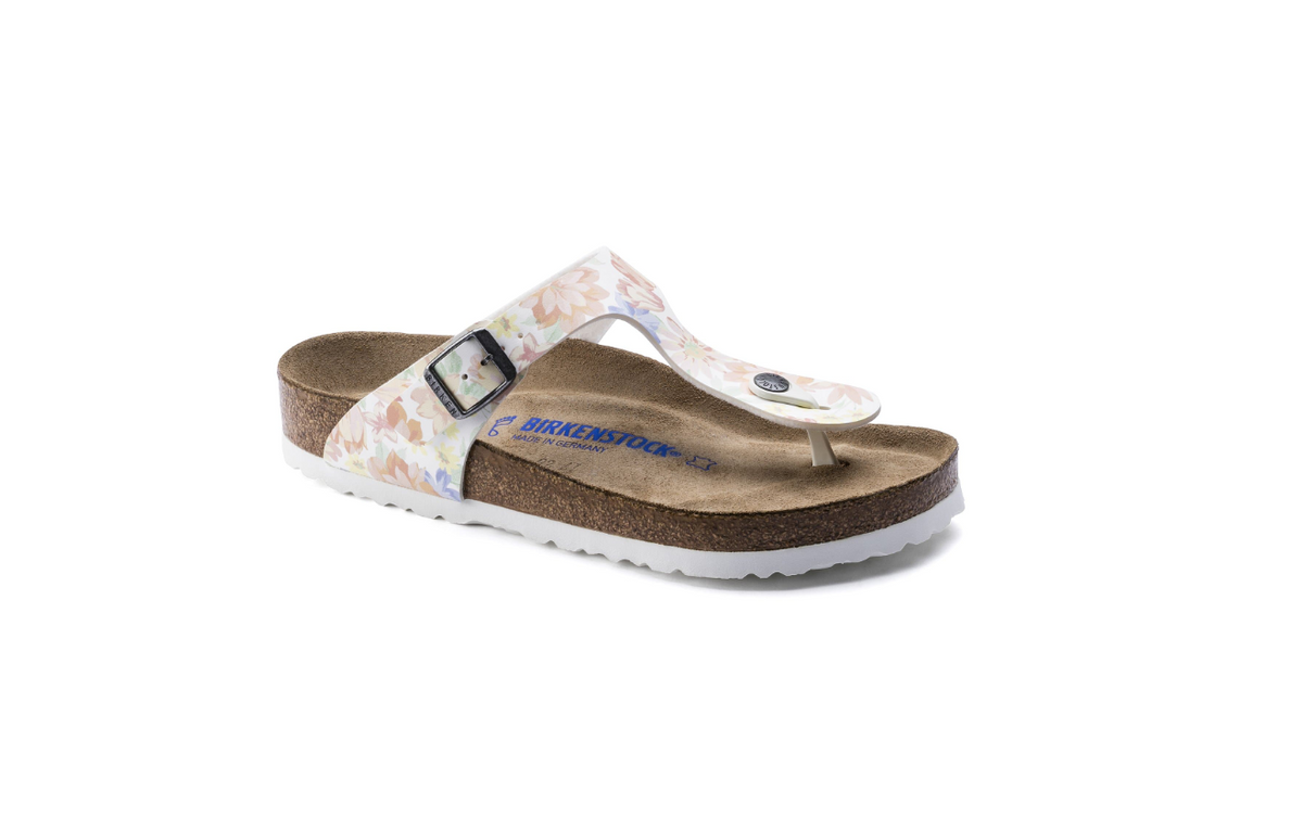 Birkenstock Gizeh Soft Footbed Birko-Flor Supernatural Flowers White  Regular