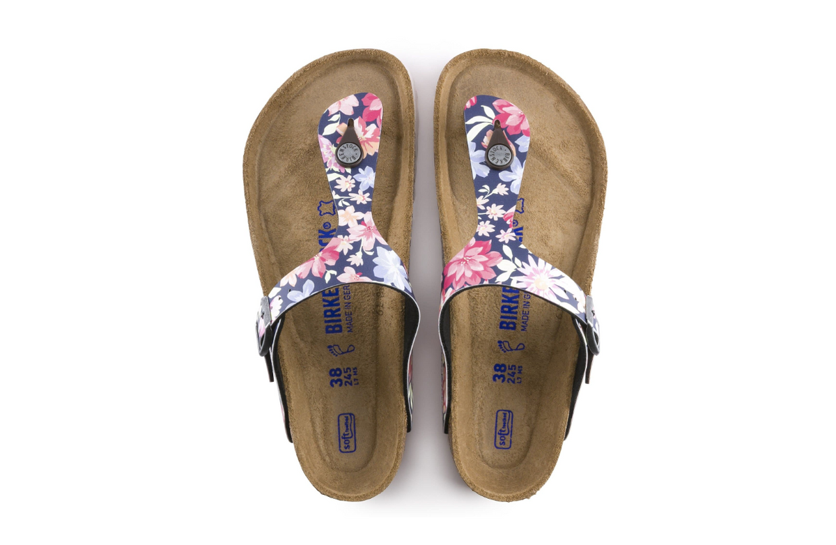 Birkenstock Gizeh Soft Footbed Birko-Flor Supernatural Flowers - Navy, Regular