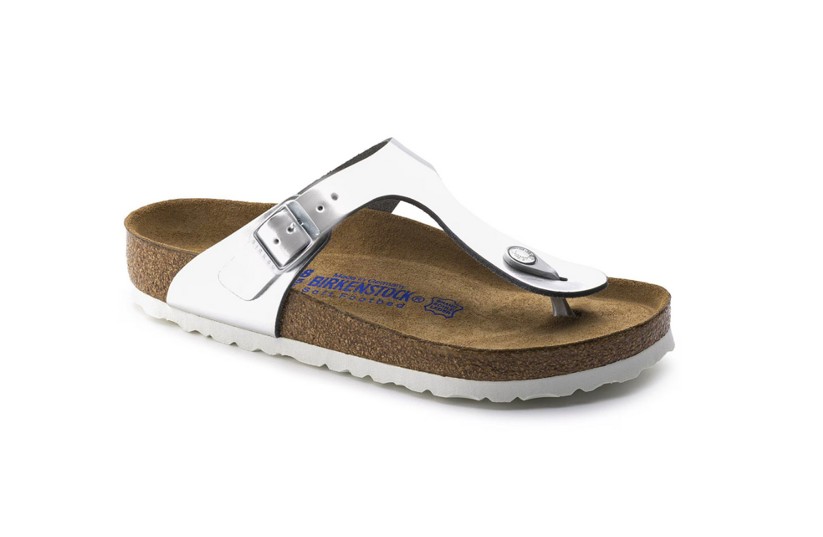 Birkenstock Gizeh Soft Footbed Metallic Silver Leather - Silver, Regular