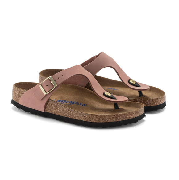 Birkenstock Gizeh Soft Footbed Nubuck Old Rose Sandals - Rose, Regular
